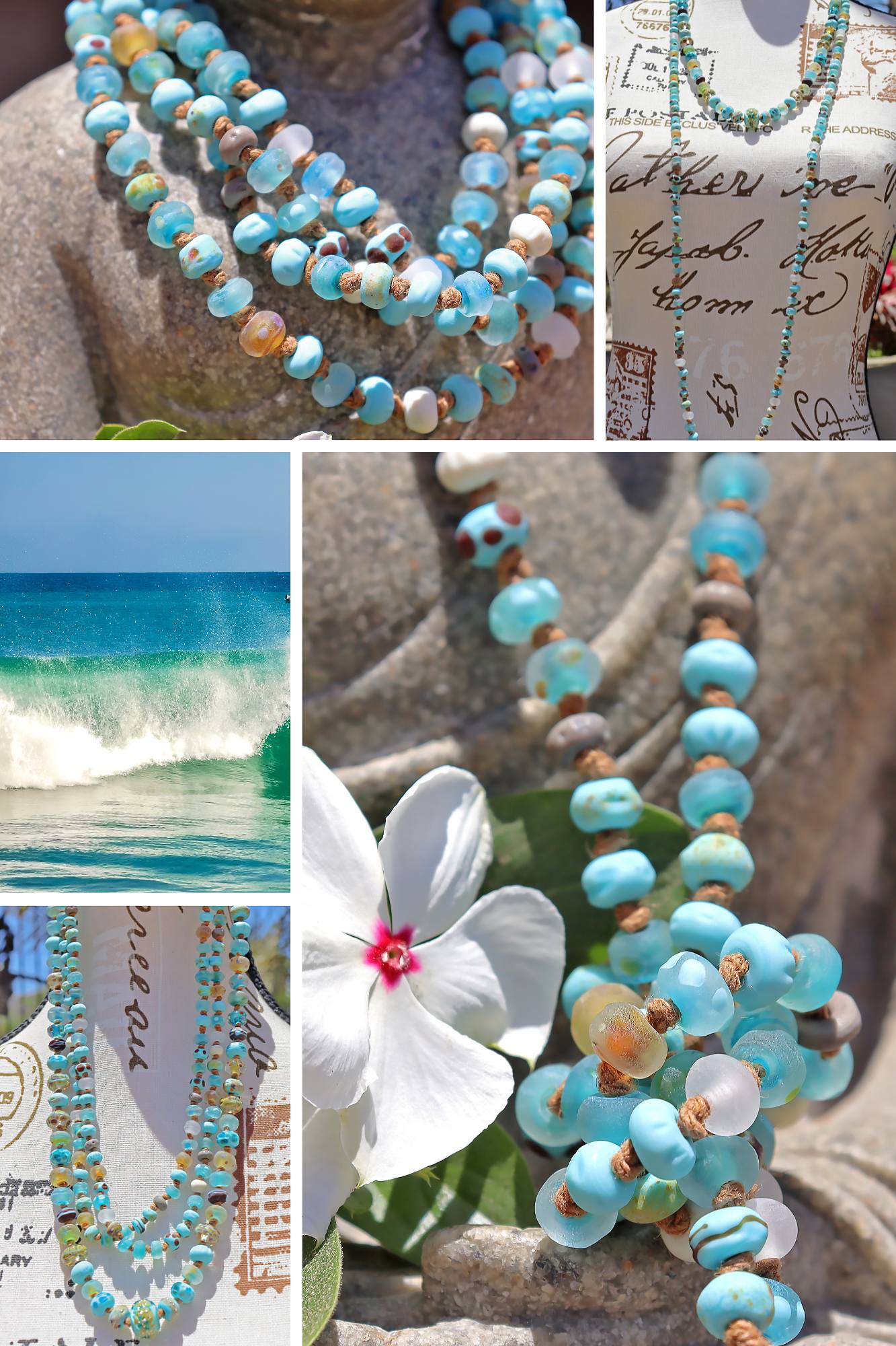 Beach Comber Knotted Art Glass Necklace