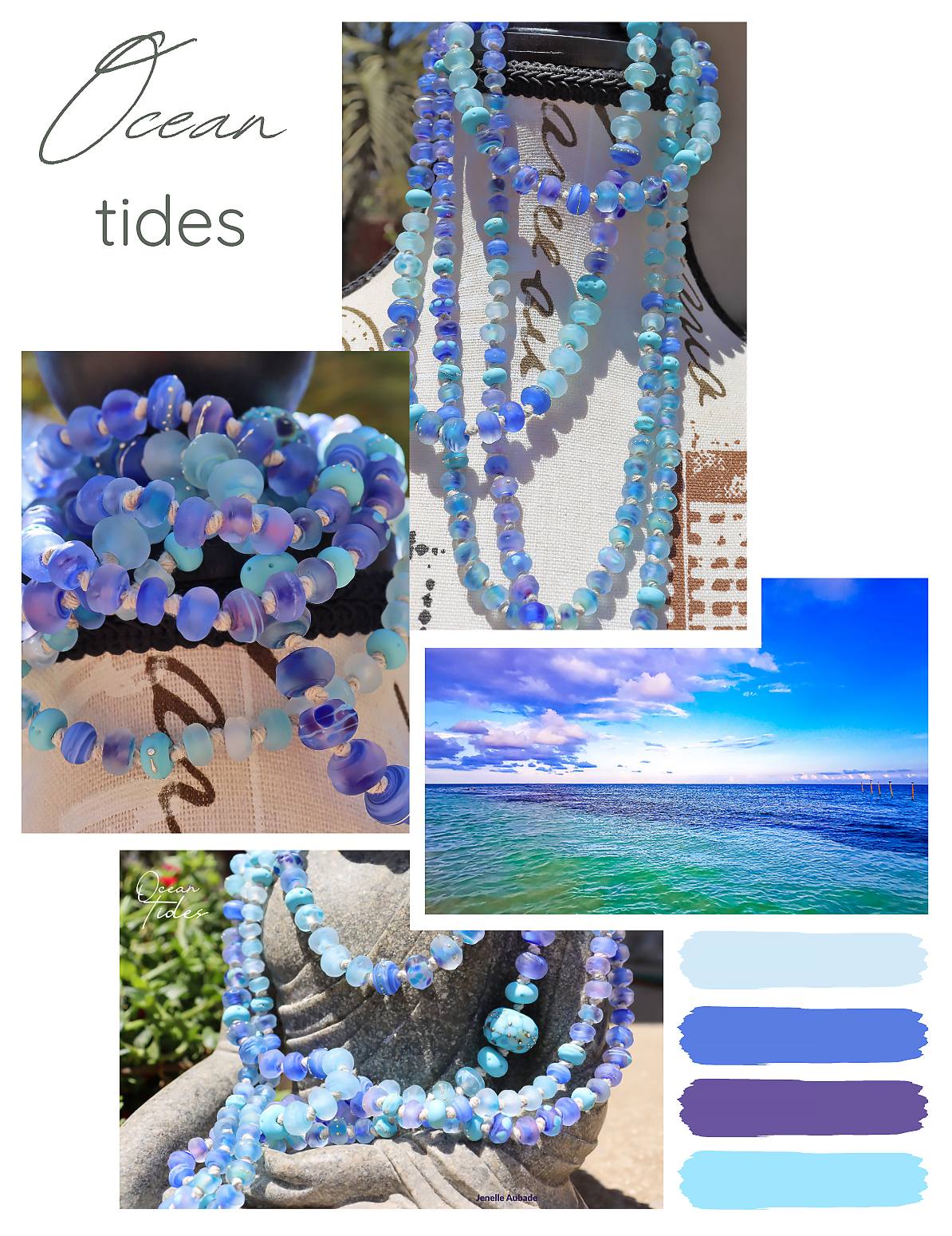 Ocean Tides Knotted Art Glass Necklace