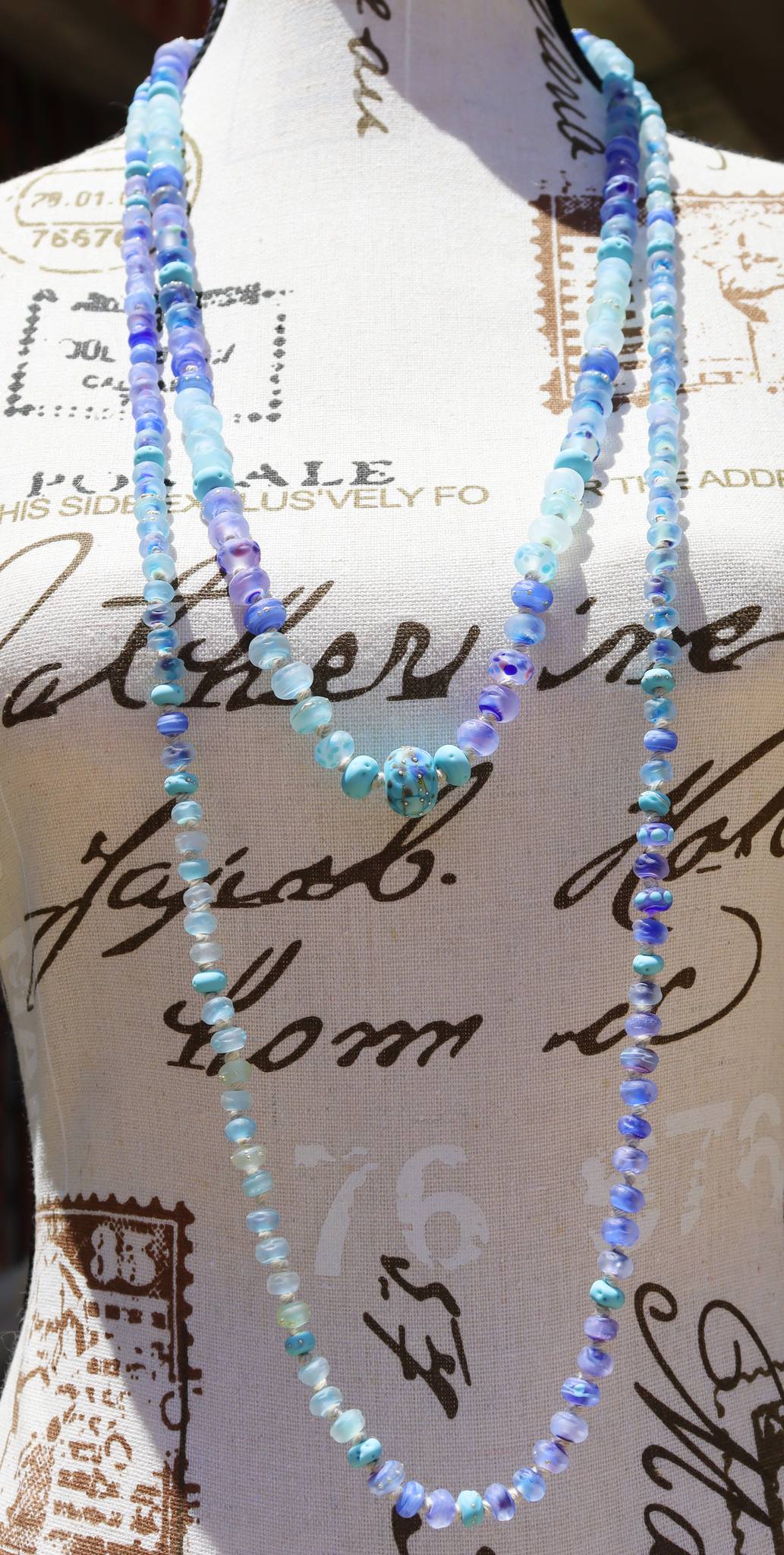 Ocean Tides Knotted Art Glass Necklace