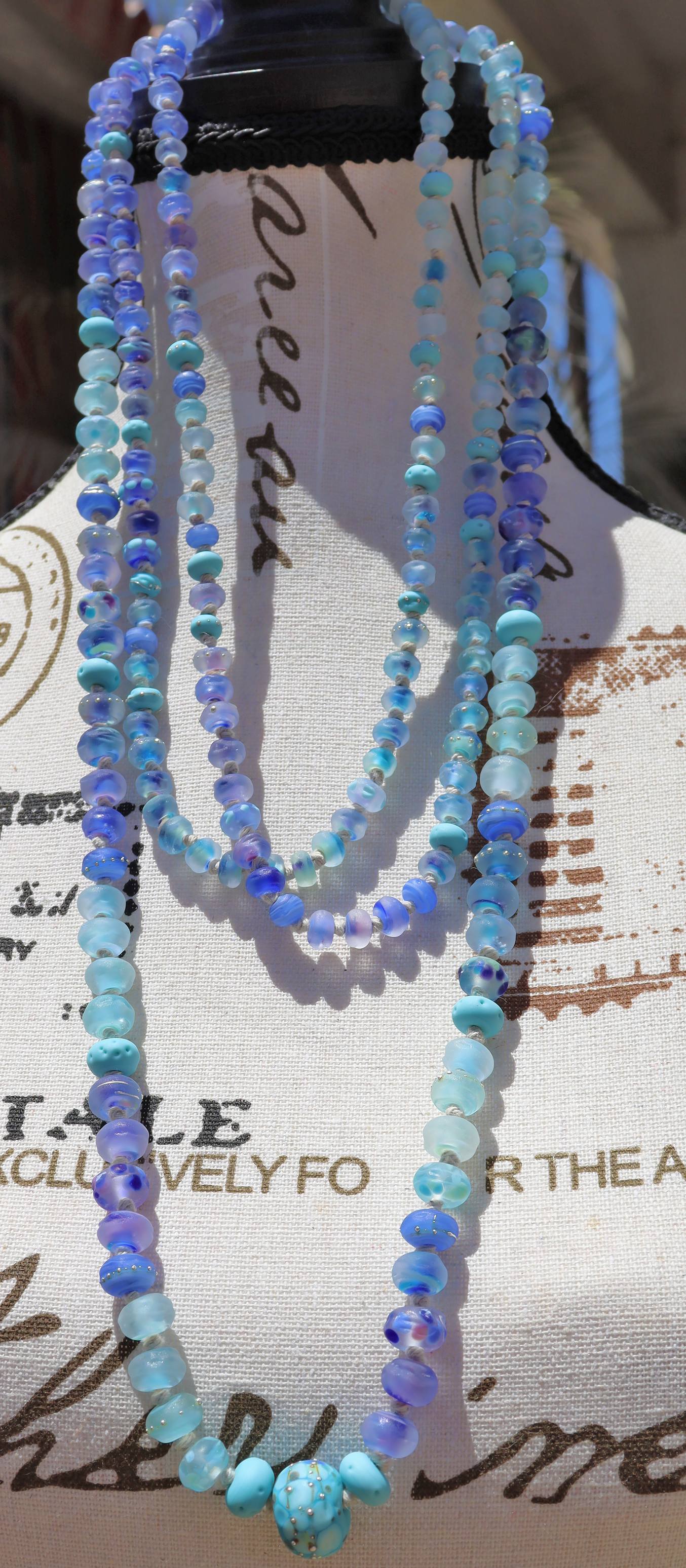 Ocean Tides Knotted Art Glass Necklace