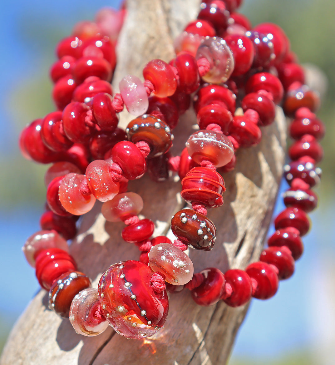 CALIENTE Knotted Art Glass Necklace