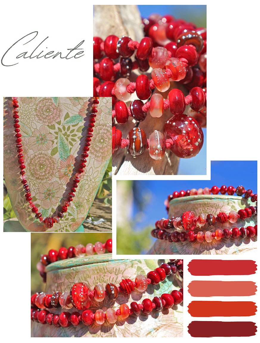 CALIENTE Knotted Art Glass Necklace