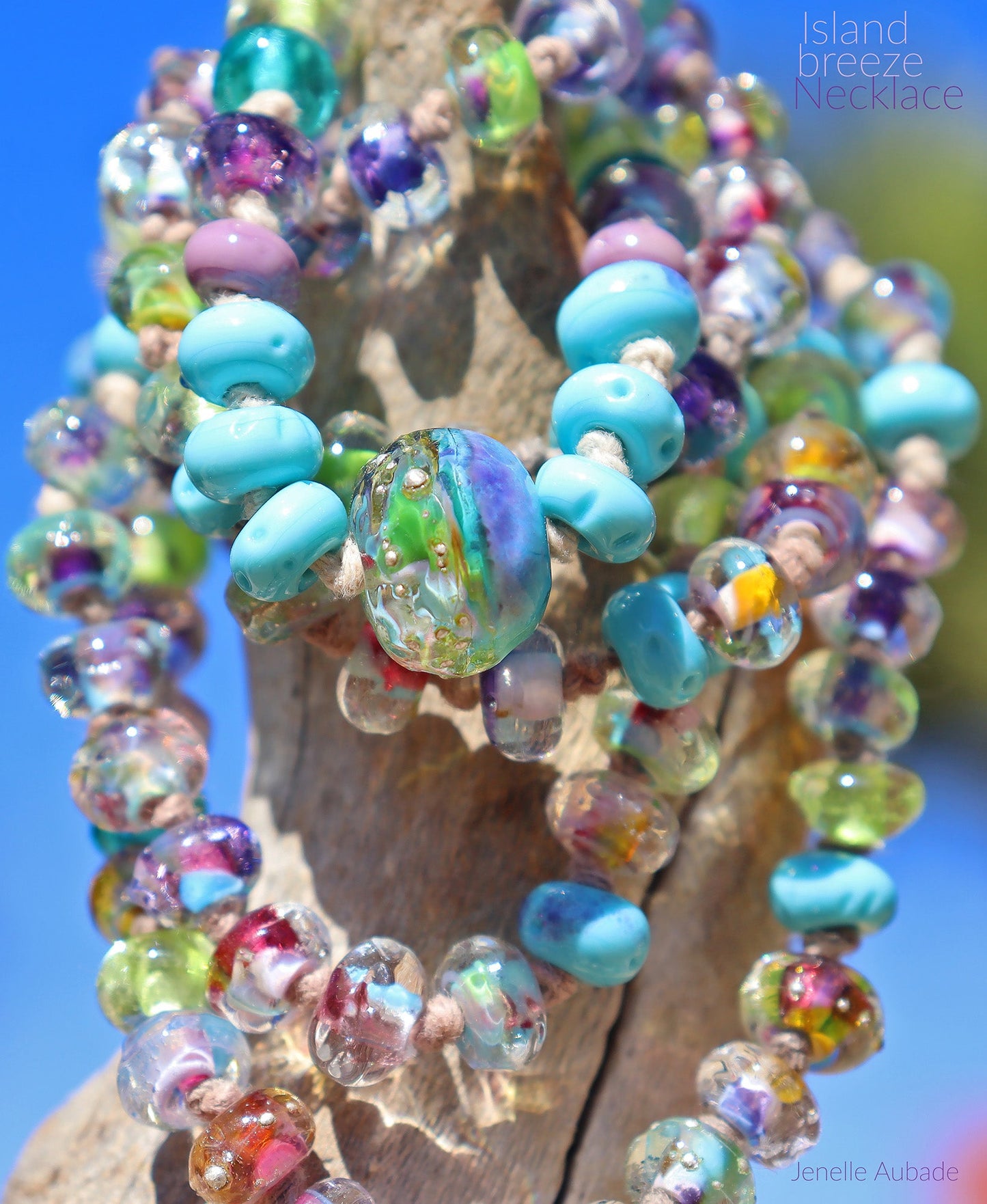 ISLAND BREEZE Knotted Art Glass Necklace